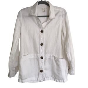 Nicole Miller White Linen Blend Jacket Coastal Lageblook Coat